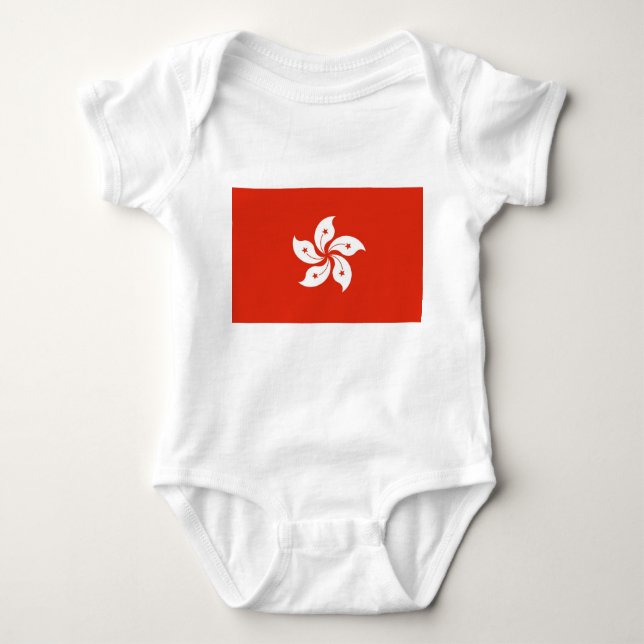 Patriotic baby bodysuit with flag Hong Kong (Front)