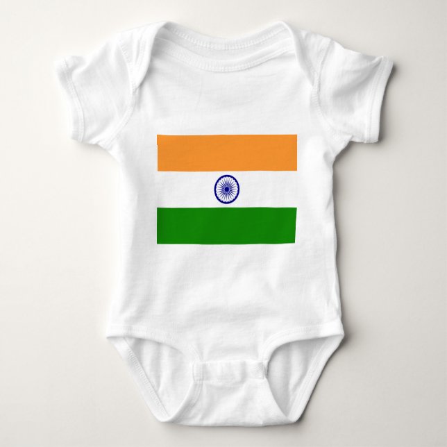 Patriotic baby bodysuit with flag India (Front)