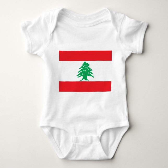 Patriotic baby bodysuit with flag Lebanon (Front)