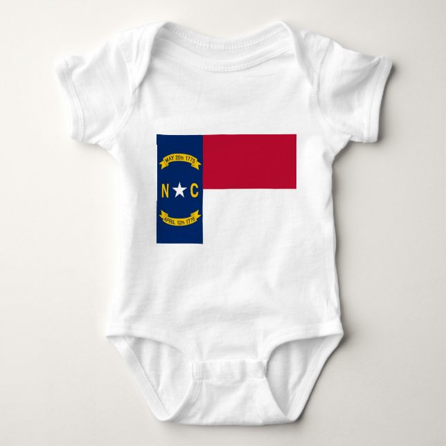 Patriotic baby bodysuit with flag North Carolina (Front)