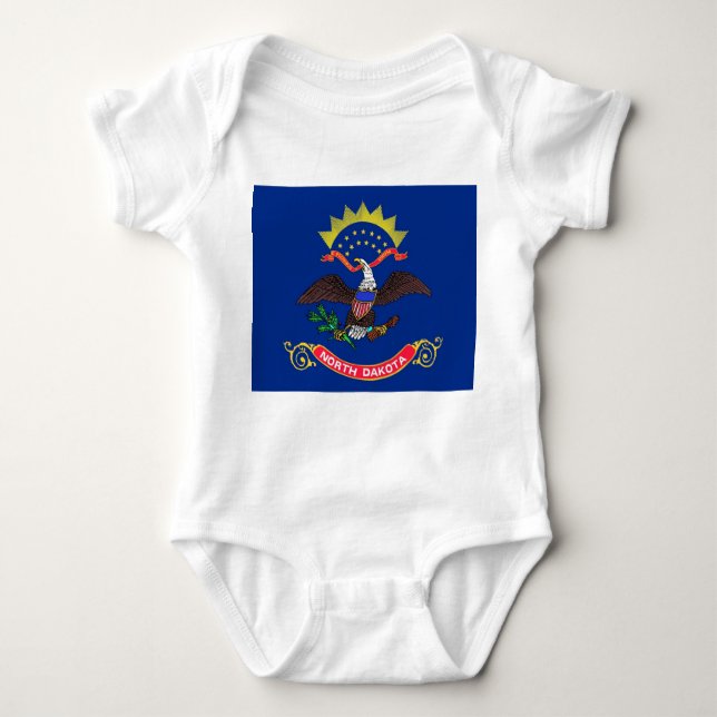 Patriotic baby bodysuit with flag North Dakota (Front)