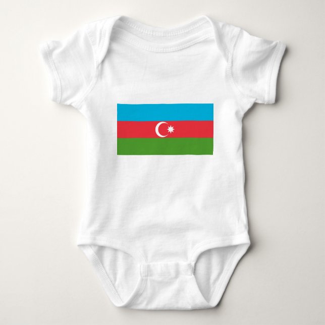 Patriotic baby bodysuit with flag of Azerbaijan (Front)