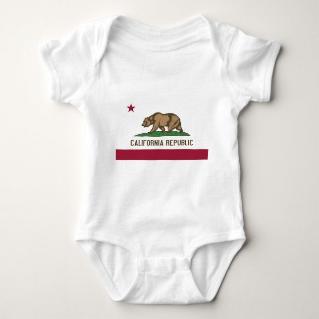 Patriotic baby bodysuit with flag of California (Front)