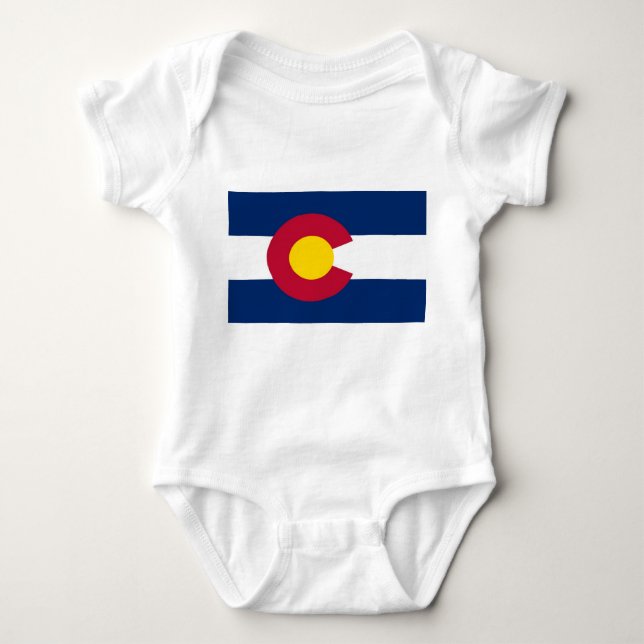 Patriotic baby bodysuit with flag of Colorado (Front)