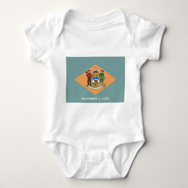 Patriotic baby bodysuit with flag of Delaware (Front)