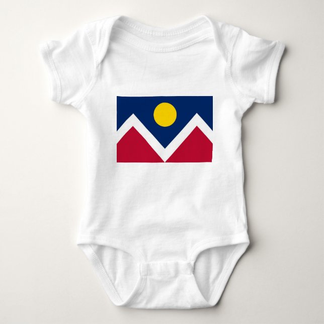 Patriotic baby bodysuit with flag of Denver, USA (Front)