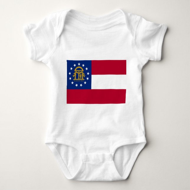 Patriotic baby bodysuit with flag of Georgia (Front)