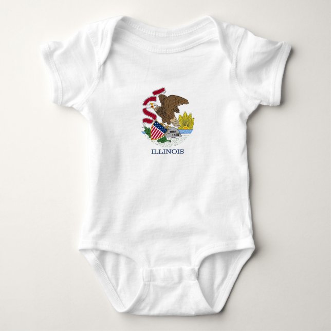 Patriotic baby bodysuit with flag of Illinois (Front)