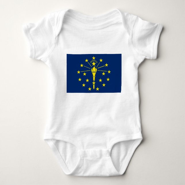 Patriotic baby bodysuit with flag of Indiana (Front)