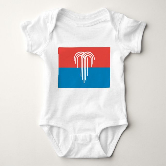 Patriotic baby bodysuit with flag of Kansas City (Front)