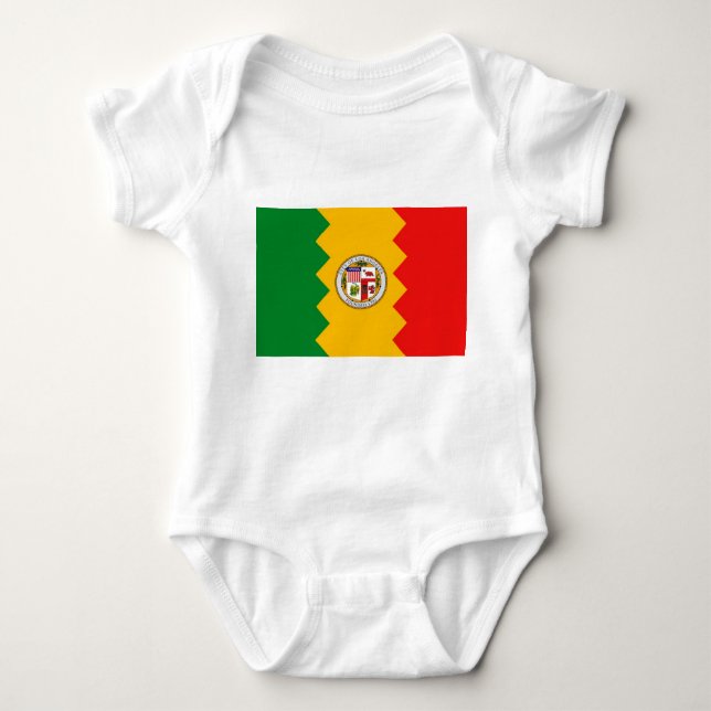 Patriotic baby bodysuit with flag of Los Angeles (Front)