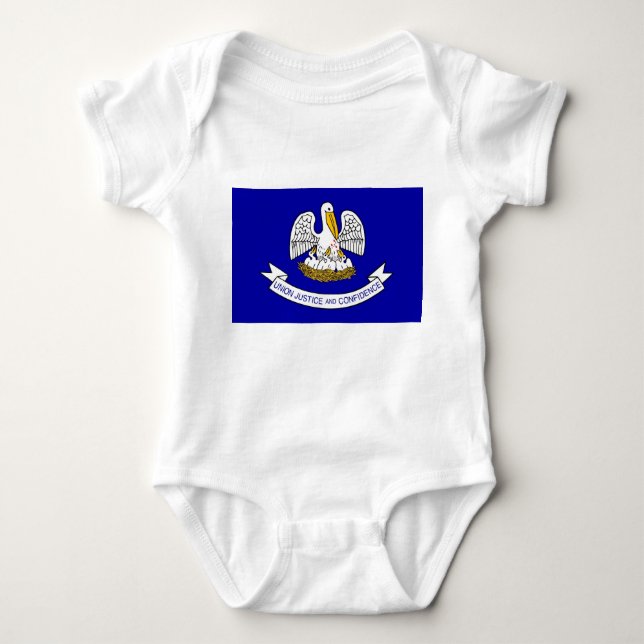 Patriotic baby bodysuit with flag of Louisiana USA (Front)