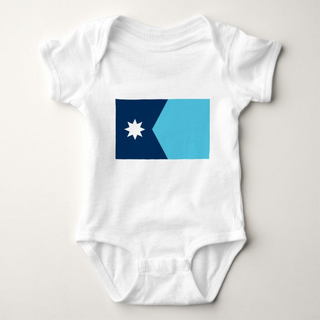 Patriotic baby bodysuit with flag of Minnesota (Front)
