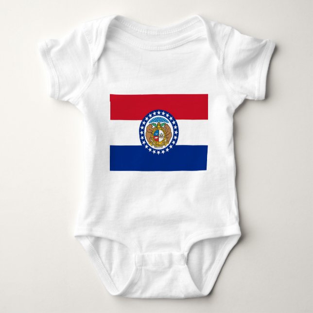 Patriotic baby bodysuit with flag of Missouri (Front)