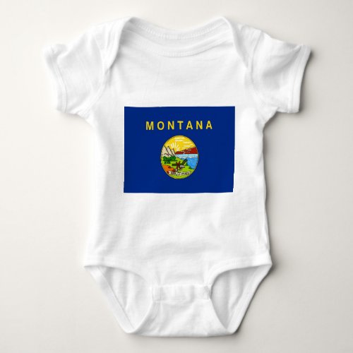 Patriotic baby bodysuit with flag of Montana