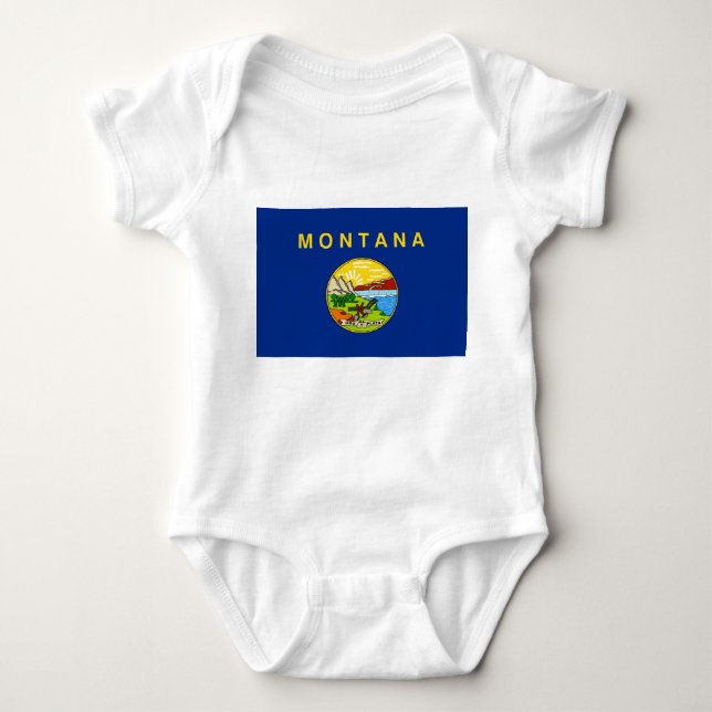 Patriotic baby bodysuit with flag of Montana (Front)