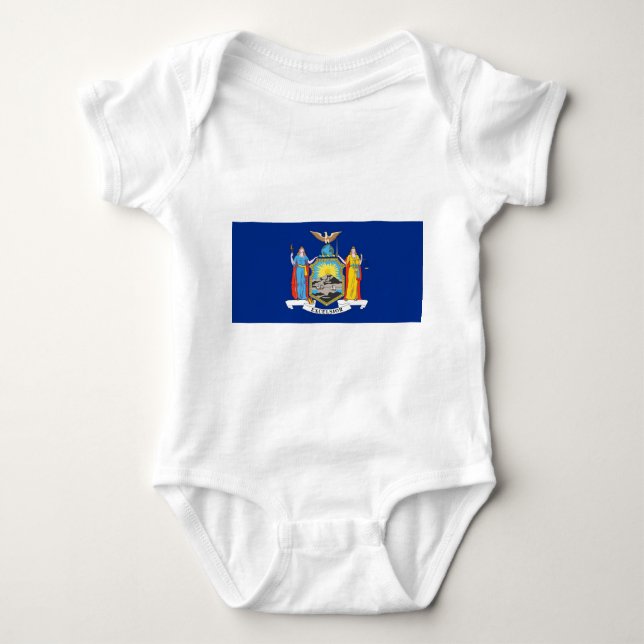 Patriotic baby bodysuit with flag of New York (Front)