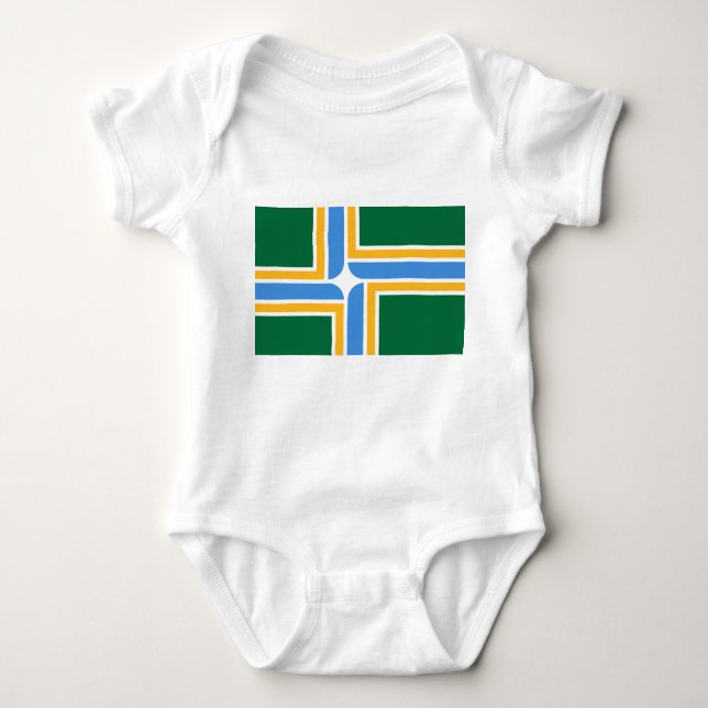 Patriotic baby bodysuit with flag of Portland USA (Front)