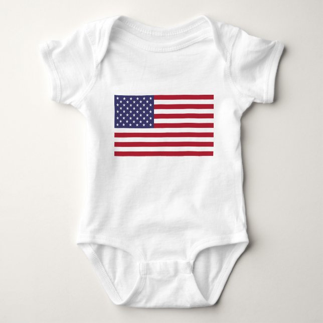 Patriotic baby bodysuit with flag of USA (Front)