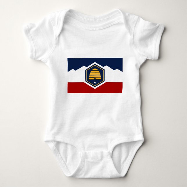 Patriotic baby bodysuit with flag of Utah, USA (Front)