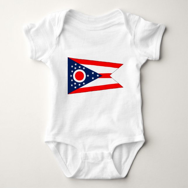 Patriotic baby bodysuit with flag Ohio, USA (Front)
