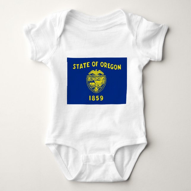 Patriotic baby bodysuit with flag Oregon (Front)
