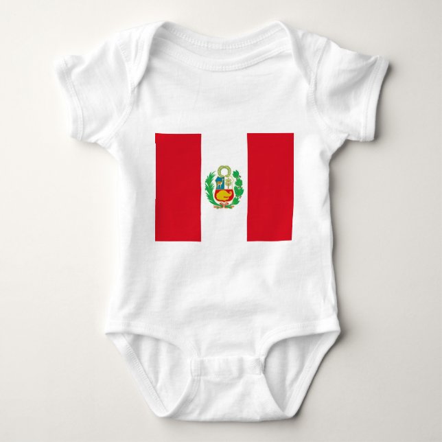 Patriotic baby bodysuit with flag Peru (Front)