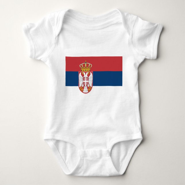Patriotic baby bodysuit with flag Serbia (Front)