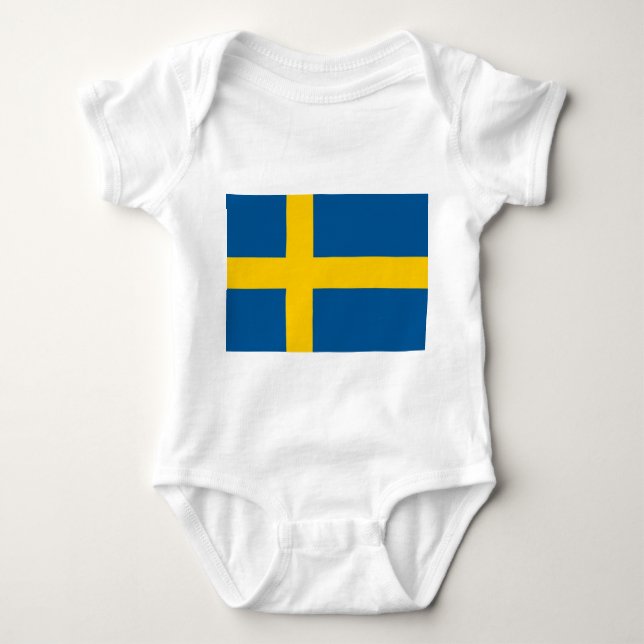 Patriotic baby bodysuit with flag Sweden (Front)
