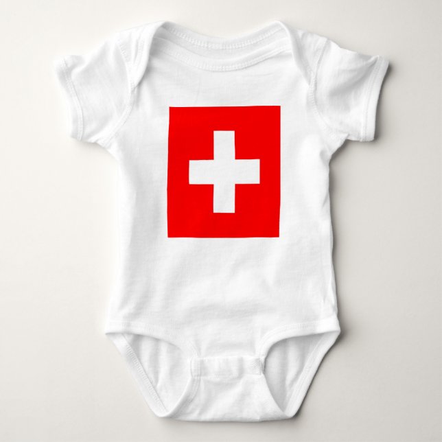 Patriotic baby bodysuit with flag Switzerland (Front)