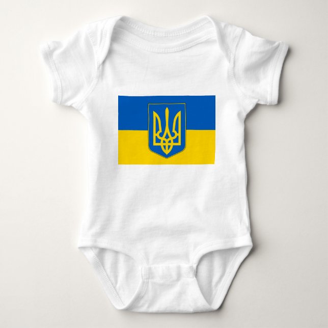 Patriotic baby bodysuit with flag Ukraine (Front)