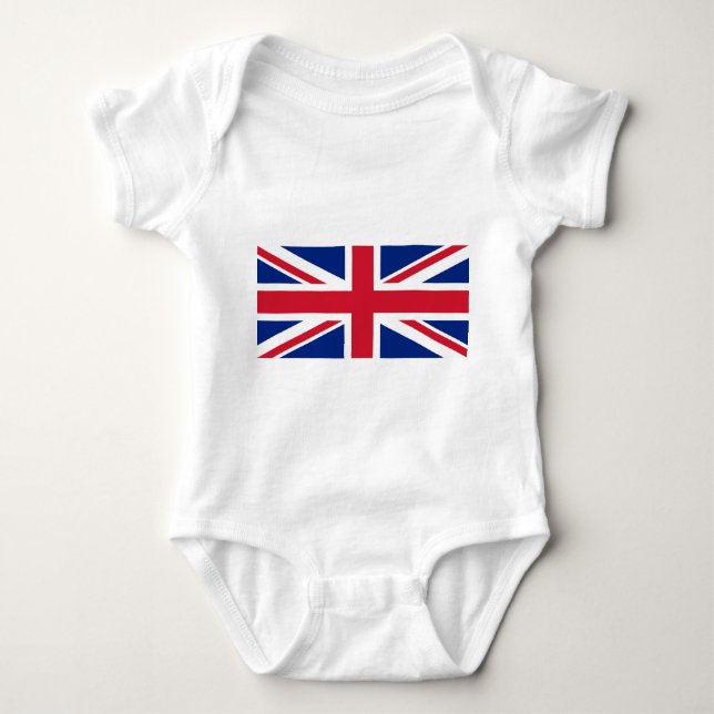 Patriotic baby bodysuit with flag United Kingdom (Front)