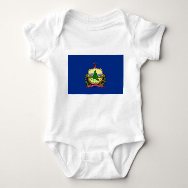 Patriotic baby bodysuit with flag Vermont, USA (Front)