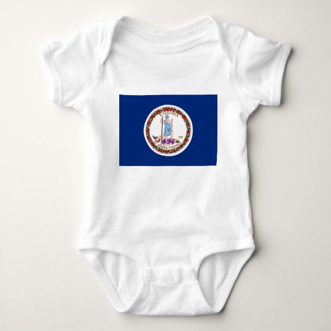 Patriotic baby bodysuit with flag Virginia, USA (Front)