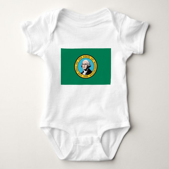 Patriotic baby bodysuit with flag Washington, USA (Front)