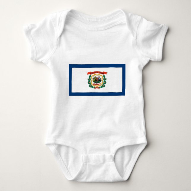 Patriotic baby bodysuit with flag West Virginia (Front)
