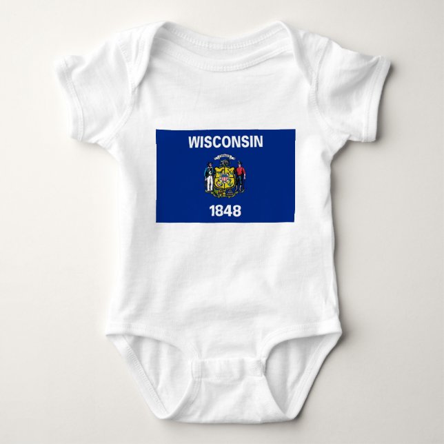 Patriotic baby bodysuit with flag Wisconsin (Front)