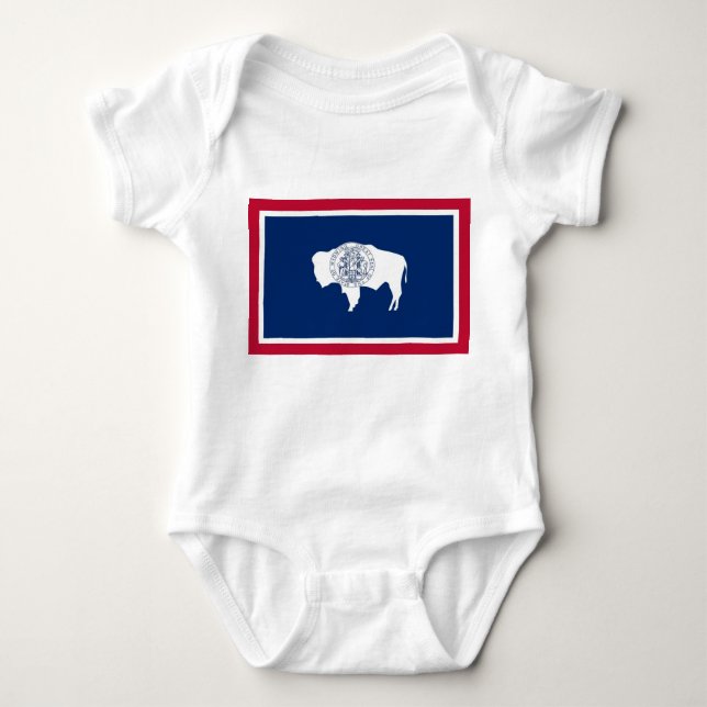 Patriotic baby bodysuit with flag Wyoming (Front)