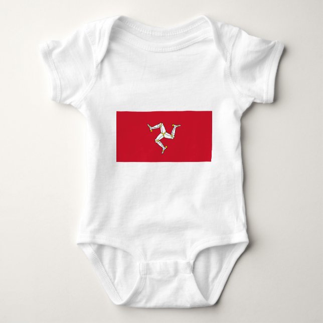 Patriotic baby bodysuit with Isle of Man flag, UK (Front)
