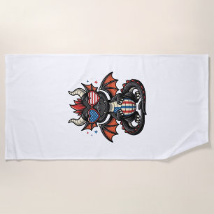 Patriotic Baby Dragon Vintage Vector Shirt Design_ Beach Towel