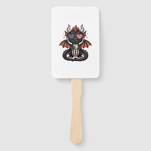 Patriotic Baby Dragon Vintage Vector Shirt Design_ Hand Fan