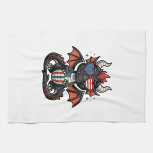 Patriotic Baby Dragon Vintage Vector Shirt Design_ Kitchen Towel