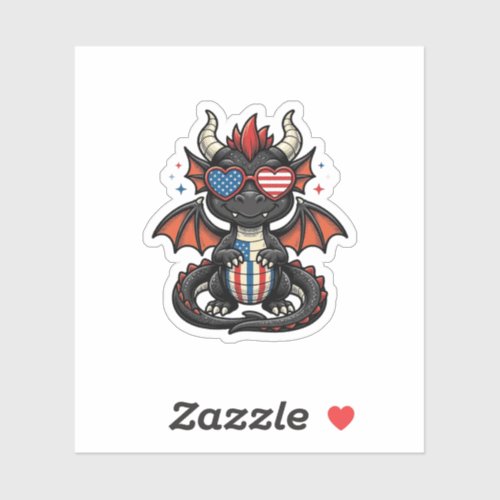 Patriotic Baby Dragon Vintage Vector Shirt Design_ Sticker