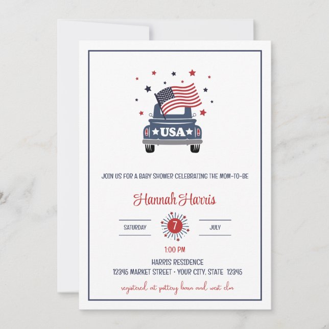 Patriotic Baby Shower Invitation (Front)