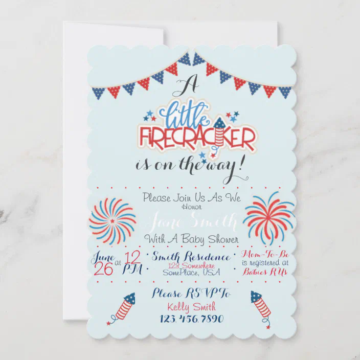4th of July Meet New Baby Invitation New Baby fireworks baby shower invite 4th of July Sip & See Invitation Patriotic Sip and See Invite