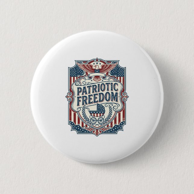 Patriotic Baby Shower Vector Graphic Tee Button (Front)
