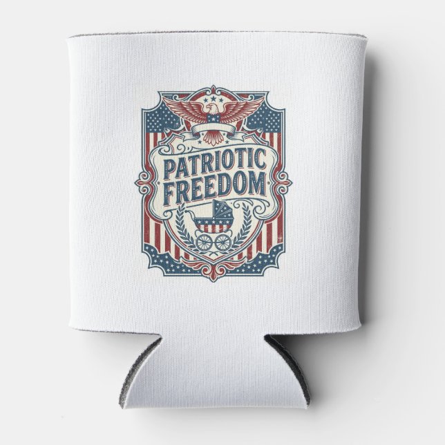 Patriotic Baby Shower Vector Graphic Tee Can Cooler (Front)