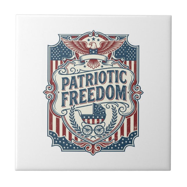Patriotic Baby Shower Vector Graphic Tee Ceramic Tile (Front)