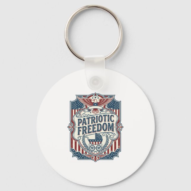 Patriotic Baby Shower Vector Graphic Tee Keychain (Front)