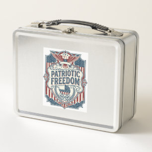 Patriotic Baby Shower Vector Graphic Tee Metal Lunch Box